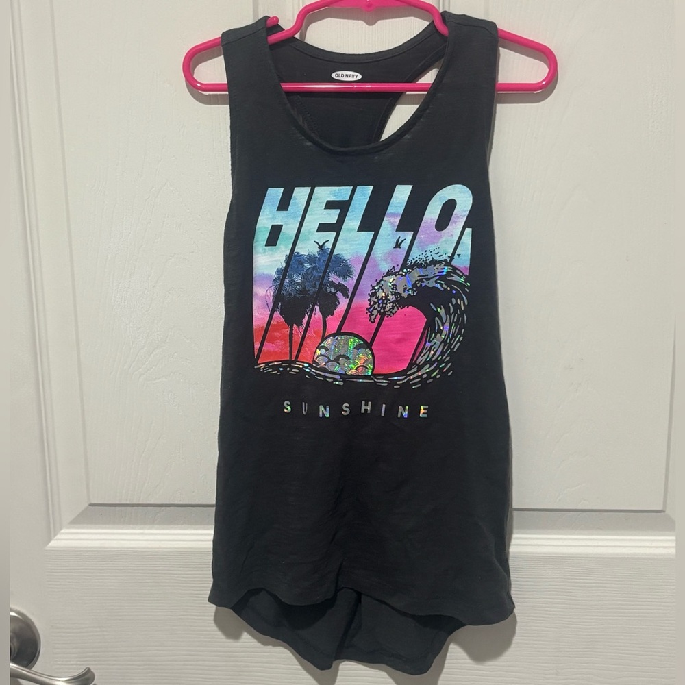 Old Navy Black Tank with Vibrant Graphic